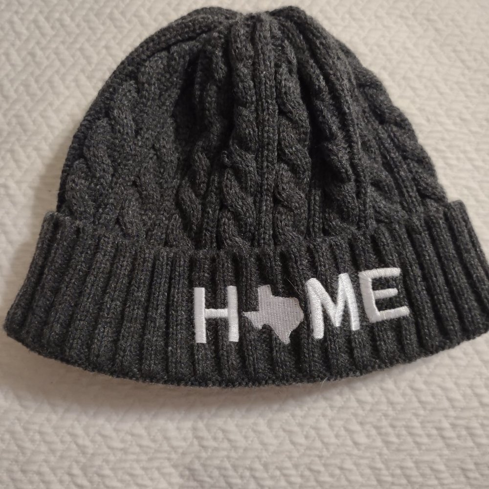 Texas gray knitted warm winter beanie hat